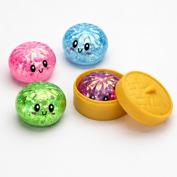 RAGE - Сквіш з блискітками GLITTER Dumplings МАЛИЙ (Розм. 5.5 x 5.5 x 3 см) - Вірусна іграшка-антистрес 2026 (24 шт.)