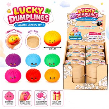 RAGE - LUCKY DUMPLINGS - Сквіш-іграшка Хінкалі ВЕЛИКІ 8.5 x 8.5 x 4.8 см - В ДИСПЛЕЇ (12 шт.)