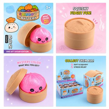 Сквіш RAGE SUGAR EDITION Bun Dumplings МАЛИЙ (5.3 x 5.3 x 4.1 См) Viral 2026 Fidget Toy (24 шт.)