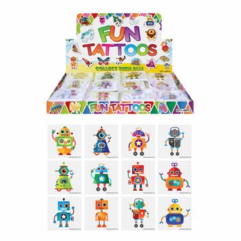FUN TATTOO’S - МОДЕЛЬ: РОБОТ, По 12 тату в пачці В ДИСПЛЕЇ (48 шт.)