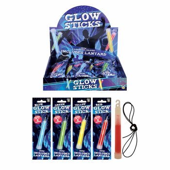 Хімічне джерело світла Glow Stick Breaklight - 15 см з шнурком - Мікс кольорів у дисплеї (12 шт.)