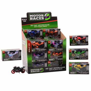 МОТОЦИКЛ SUPER SPORT DIE CAST, МАСШТАБ 1:24 У ДИСПЛЕЇ (24 шт.)