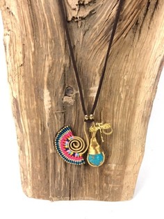 Намисто Ibiza HANDMADE ORIGINALS з блакитним каменем Bluestone Помаранчево-Синє (1 шт.)
