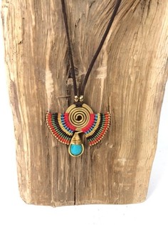 Намисто HANDMADE ORIGINALS з блакитним каменем червоно-буре (1 шт.)