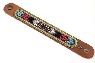 Шкіряний браслет Aztek із зеленими стразами (1 шт.)
