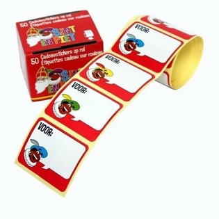 50 НАКЛЕЙОК ДЛЯ ПОДАРУНКІВ SINTERKLAAS НА РУЛОНІ (10 упаковок)