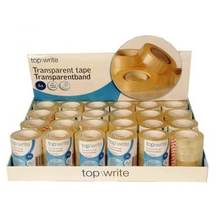 TOPWRITE - 6 РУЛОНІВ ПРОЗОРОЇ КЛЕЙКОЇ СТРІЧКИ В ДИСПЛЕЇ (24 НАБОРИ ПО 6)