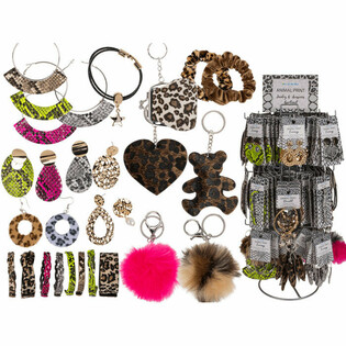 **МЕГА ДЕШЕВО** ПОВНИЙ ОБЕРТОВИЙ СТЕНД З ПРИКРАСАМИ ТА АКСЕСУАРАМИ ANIMAL PRINT (180 шт.)