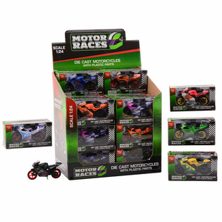 МОТОЦИКЛ SUPER SPORT DIE CAST, МАСШТАБ 1:24 У ДИСПЛЕЇ (24 шт.)