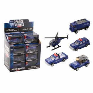 Металеві Поліцейські Машинки Die-Cast Mix, Масштаб 1:64 у Дисплеї (24 шт.)