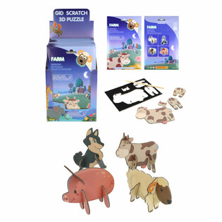 SCRATCH 3D ПАЗЛ - ТВАРИНИ ФЕРМИ ДИСПЛЕЙ (18 штук)