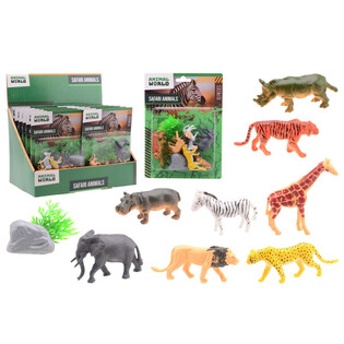 ANIMAL WORLD - НАБІР ІГРОВИХ ФІГУРОК ТВАРИНИ САФАРІ 10 ШТ НА КАРТІ - В ДИСПЛЕЇ (12 шт)