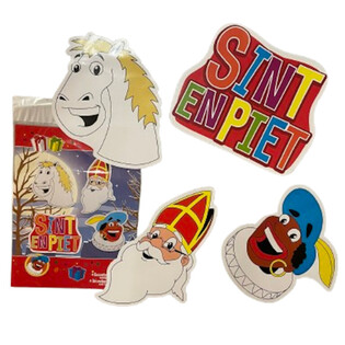 SINTERKLAAS SINT & PIET - ДВОСТОРОННІ ДЕКОРАТИВНІ ТАБЛИЧКИ, НАБІР З 4 ЧАСТИН (6 шт.)