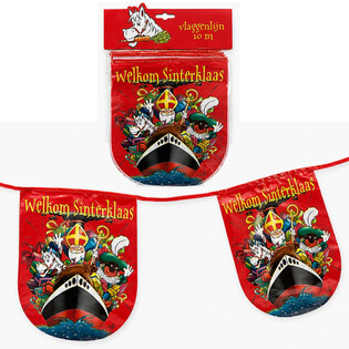 SINTERKLAAS - Гірлянда з прапорців Welkom Sinterklaas - 10 метрів (6 шт.)
