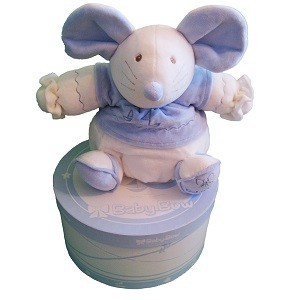 М'яка іграшка Baby Bow у подарунковій коробці - Модель 15 (Мишка, Синьо-біла)